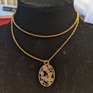 Floral Pendant 14kt Yellow Gold w/20" Rope Necklace